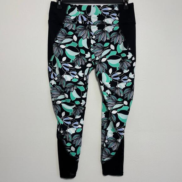 Zelos Black and Floral Exercise Leggings Size Large - Picture 2 of 8